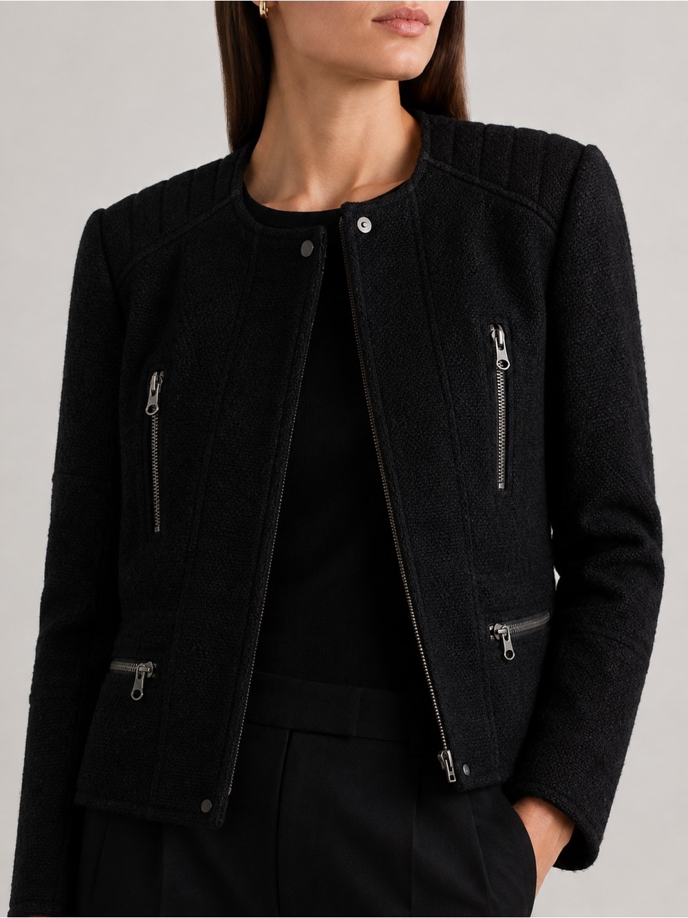 Vince Black Wool Knit Jacket Sz 6